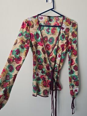 Missoni × Wolford Pansy Floral Mesh Wrap Top